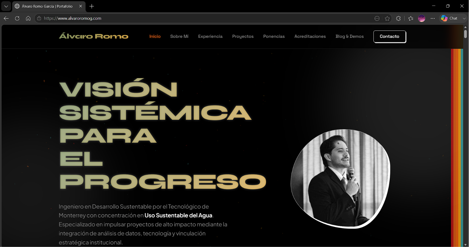Portafolio personal de Álvaro Romo García, versión de escritorio