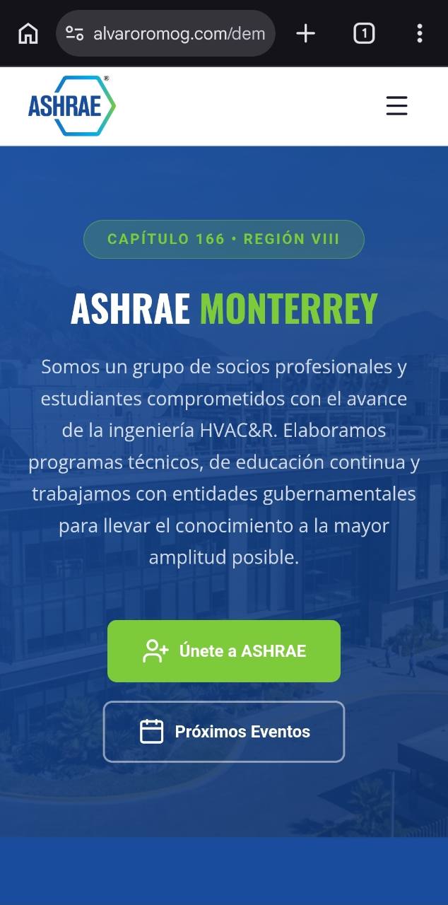 ASHRAE Monterrey Chapter, versión móvil