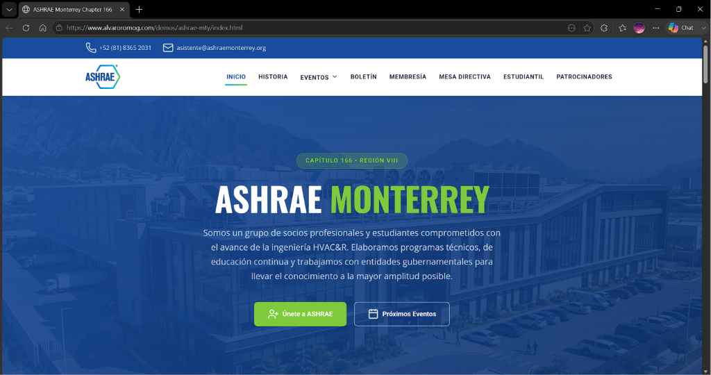 ASHRAE Monterrey Chapter, versión de escritorio