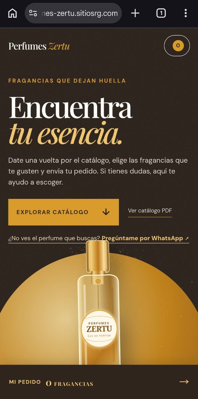 Perfumes Zertu, versión móvil